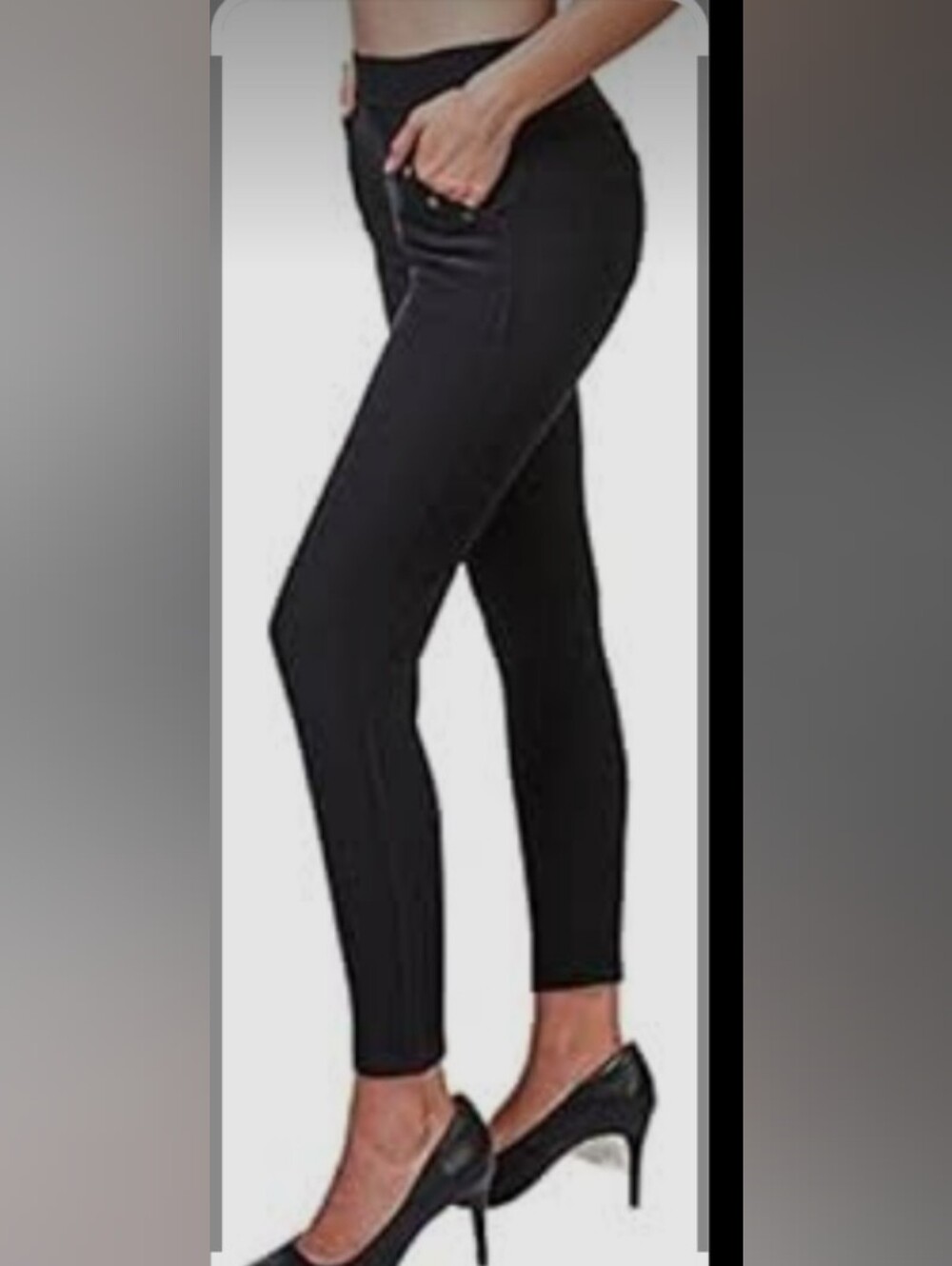 Indero High-Rise Black Skinny Ponte Pants for Women